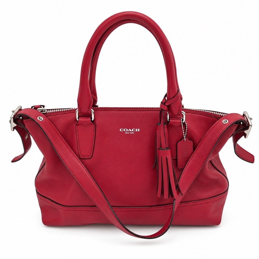 Coach Legacy Molly 21132 Red Leather East West Satchel Tassel Shoulder Strap